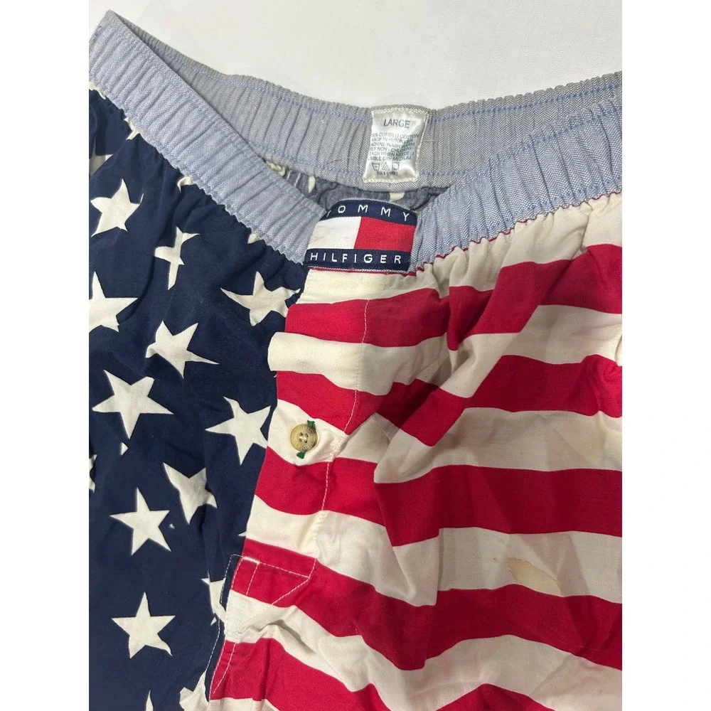 Tommy Hilfiger Mens American‎ Flag Stars and Stripes Cotton Boxers Large Vintage